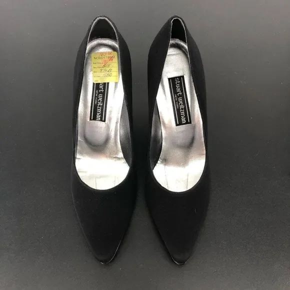 Stuart Weitzman Black Crystal Metal High Heels Pumps with Box